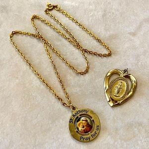 St Anthony Necklace & Mary Heart Pendant